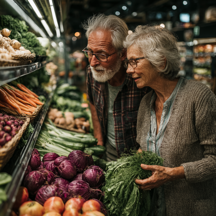 Persoană matură preparând mâncare sănătoasă